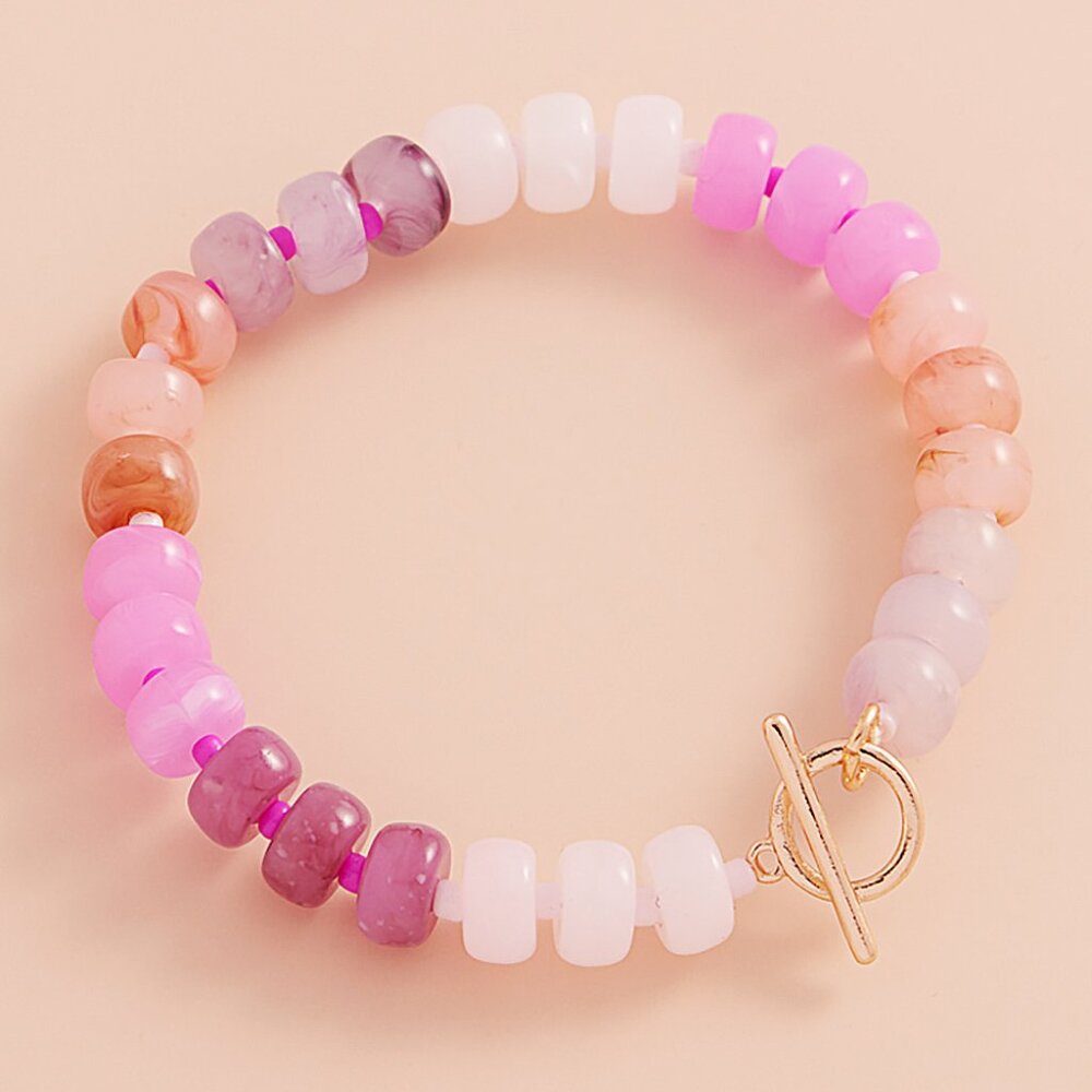Colorful Beaded Candy Ombre Stretch Bracelet Anthropologie Spring 2025 Line NEW - Picture 2 of 4